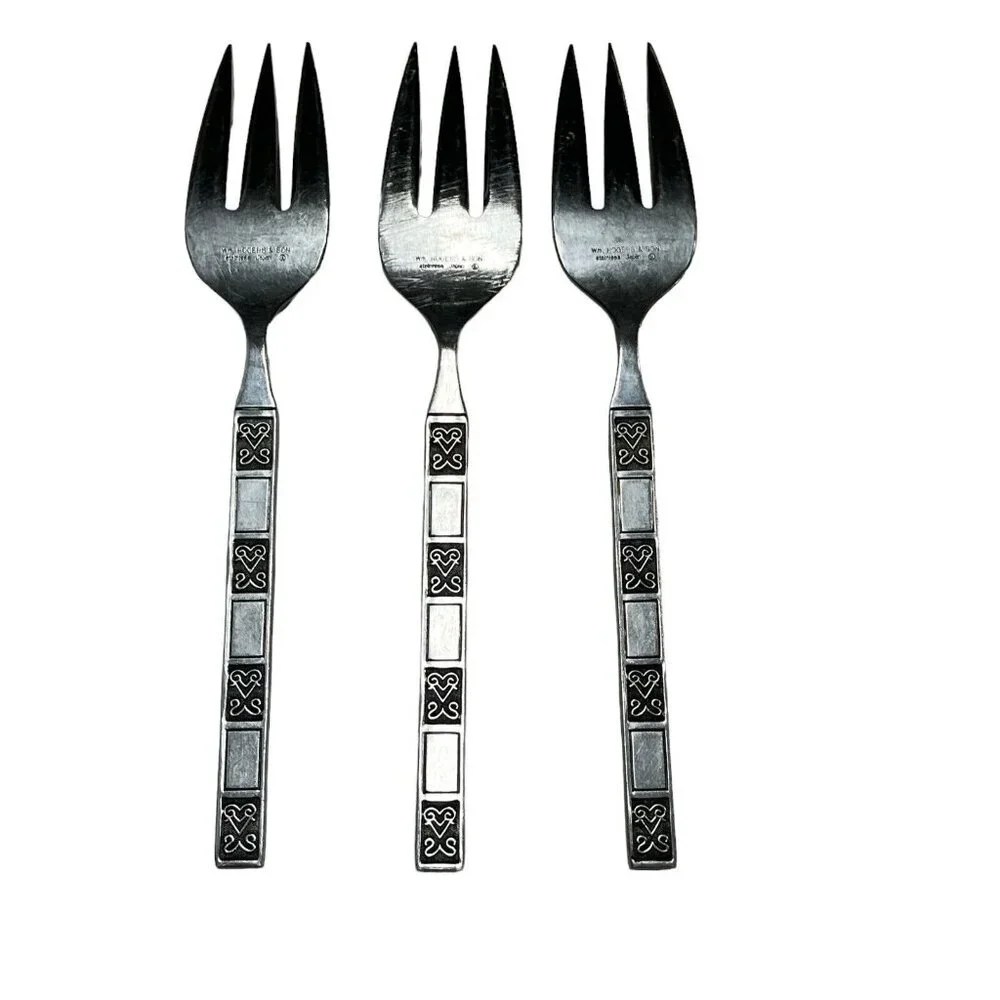 Vintage Continental Stainless Silverware Flatware‎ CSS39 Serving Fork Lot Of 3